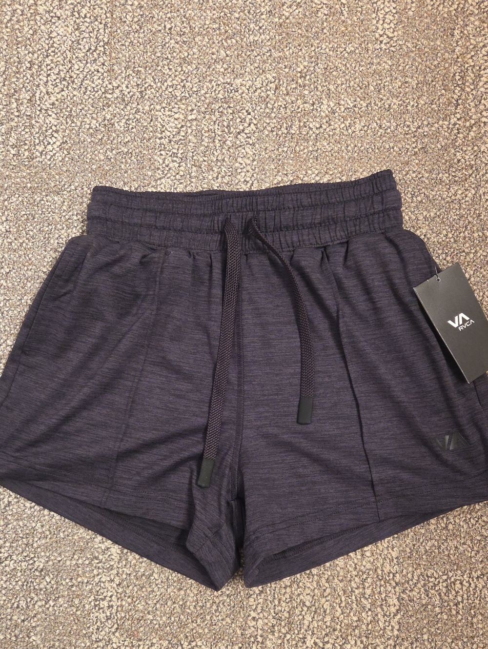 RVCA Women's Dark Grey Heather Athletic Shorts with Drawstring